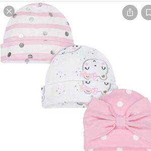7 Gerber organic cotton baby hats 0-3 month